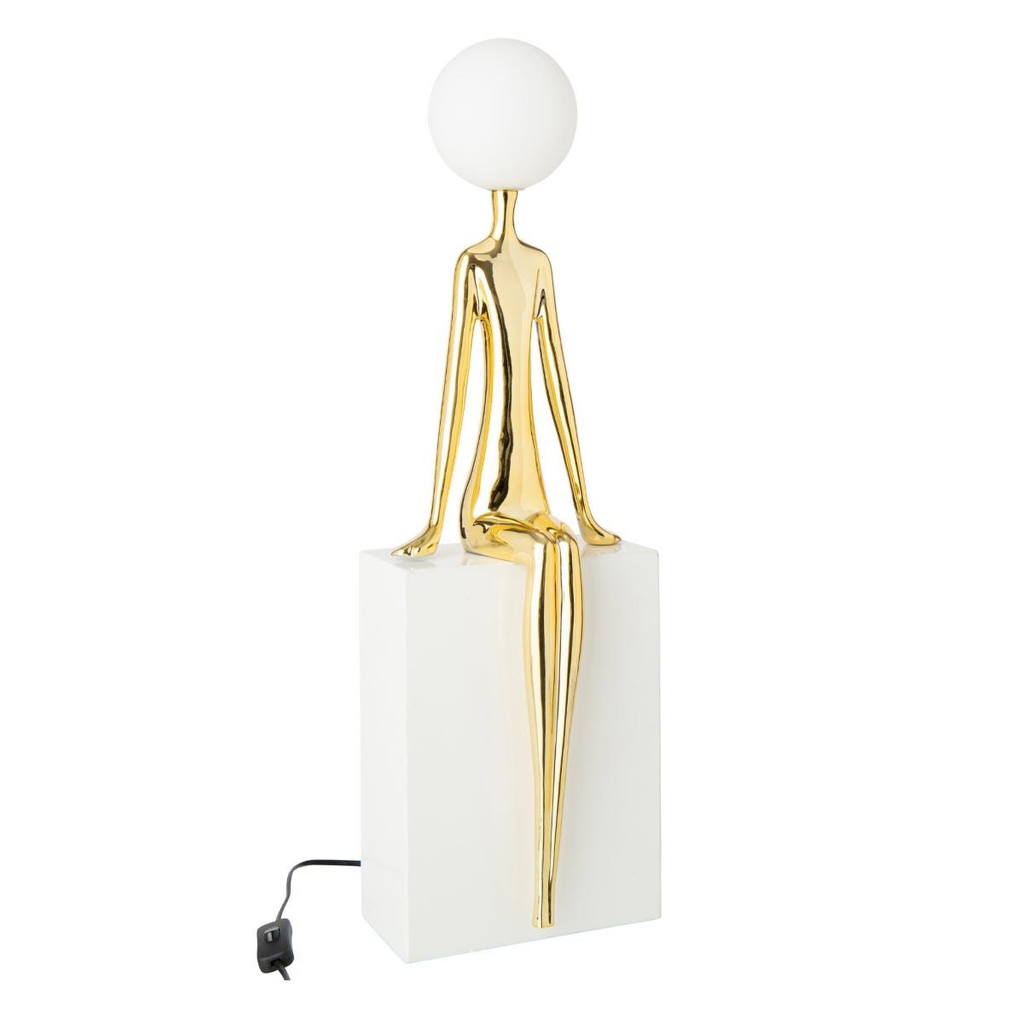 J-LINE Lampe à poser design  silhouette  72cm doré & blanc