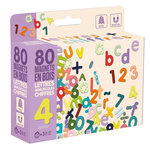 JeuJura Magnets Bois 80 Lettes Minuscules, Chiffres et Signes