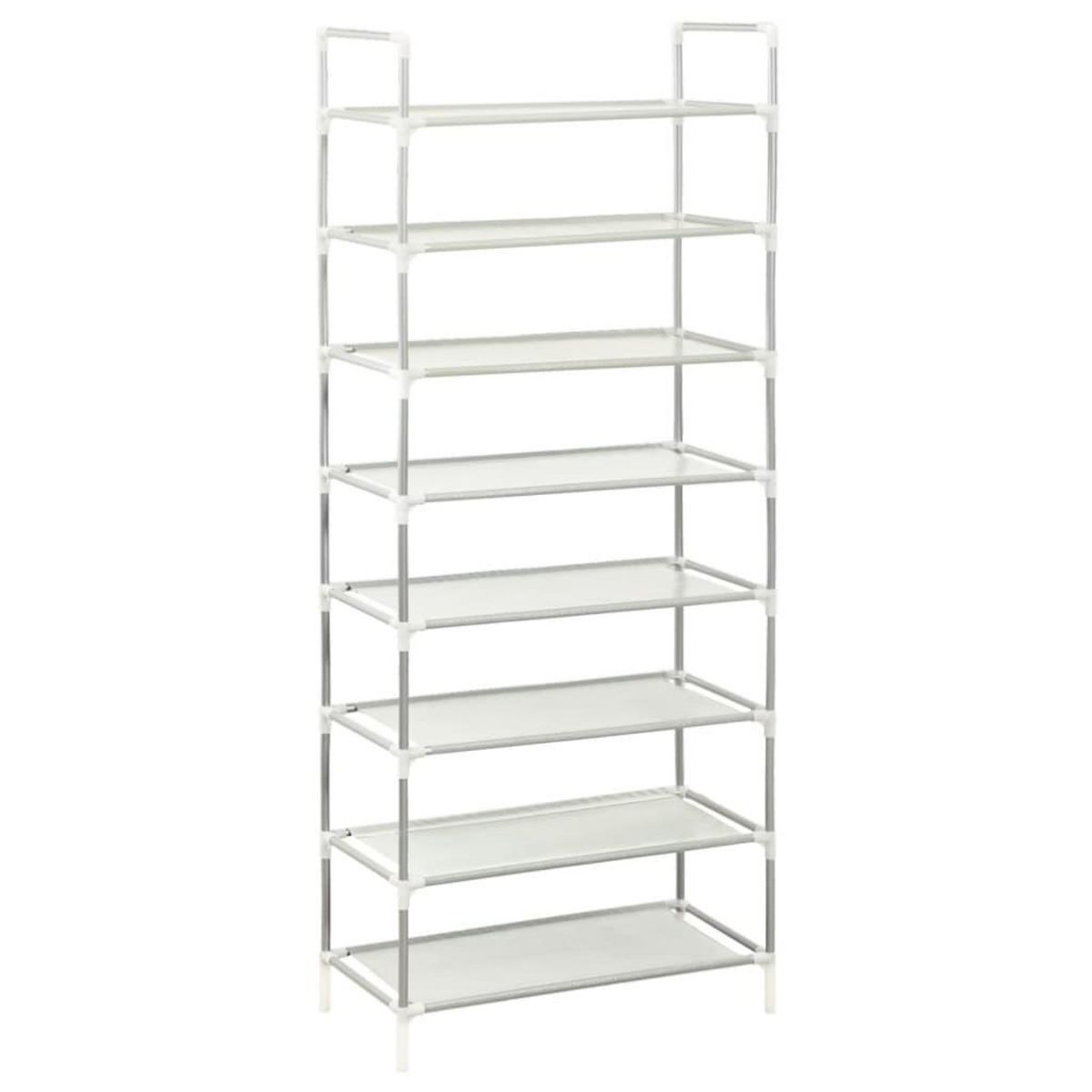 VIDAXL Etagere a chaussures 8 etageres Metal et tissu intisse Argente