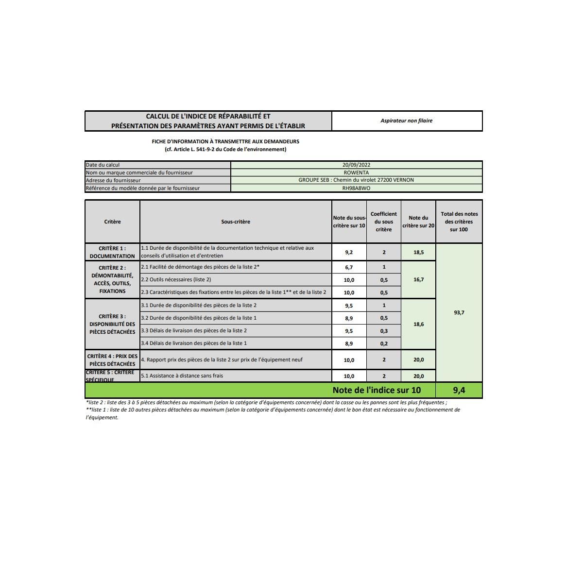 ROWENTA Aspirateur balai rechargeable 25.2v rouge / noir - RH98A8WO