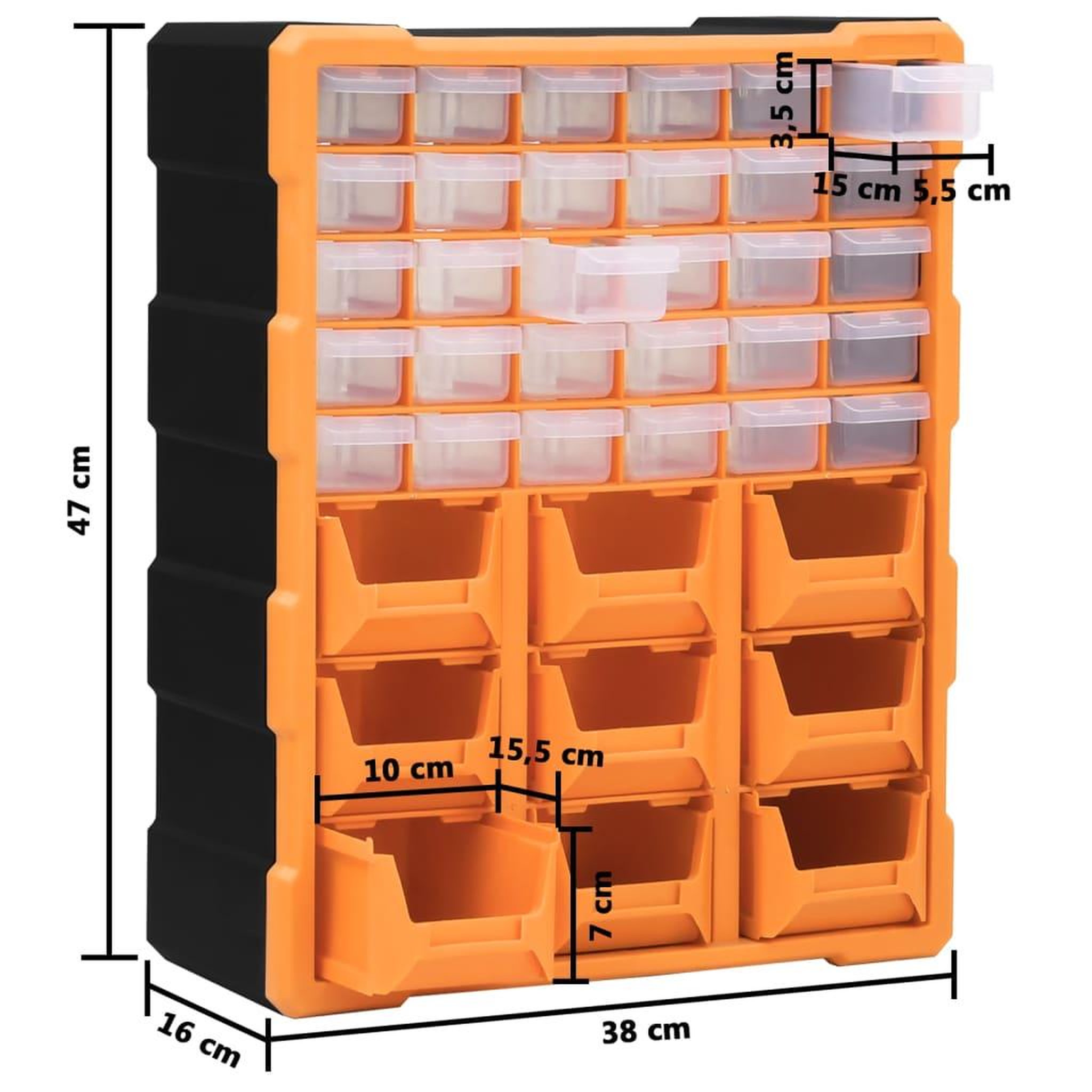 Voir la diapositive 6 : VIDAXL Organisateur multi-tiroirs avec 39 tiroirs 38x16x47 cm