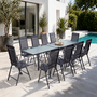 Voir la diapositive 2 : CONCEPT USINE Table de jardin extensible 10 fauteuils en alu et toile PVC BRESCIA