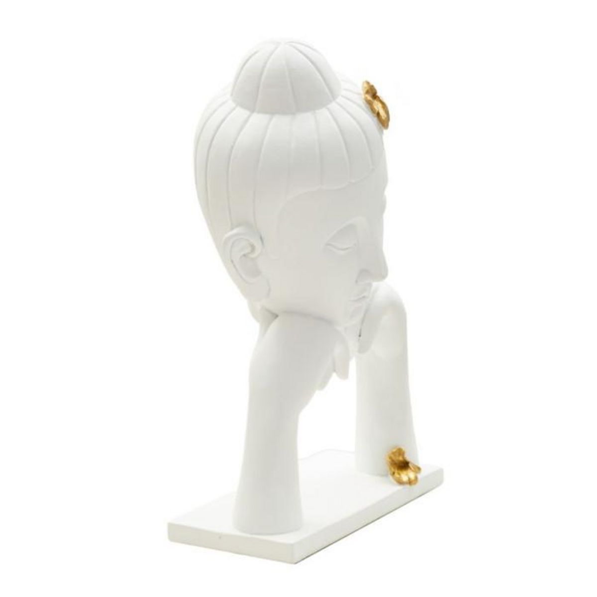 Paris Prix Statuette Déco en Résine  Bouddha Mains  36cm Blanc