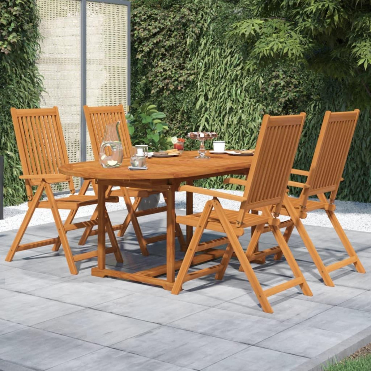 VIDAXL Ensemble a manger de jardin 5 pcs Bois d'acacia massif