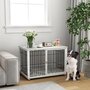 Voir la diapositive 2 : PAWHUT Cage chien avec coussin 90 x 58 x 62 cm - porte verrouillable - effet bois gris clair acier blanc noir