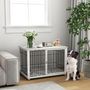 Voir la diapositive 2 : PAWHUT Cage chien avec coussin 90 x 58 x 62 cm - porte verrouillable - effet bois gris clair acier blanc noir