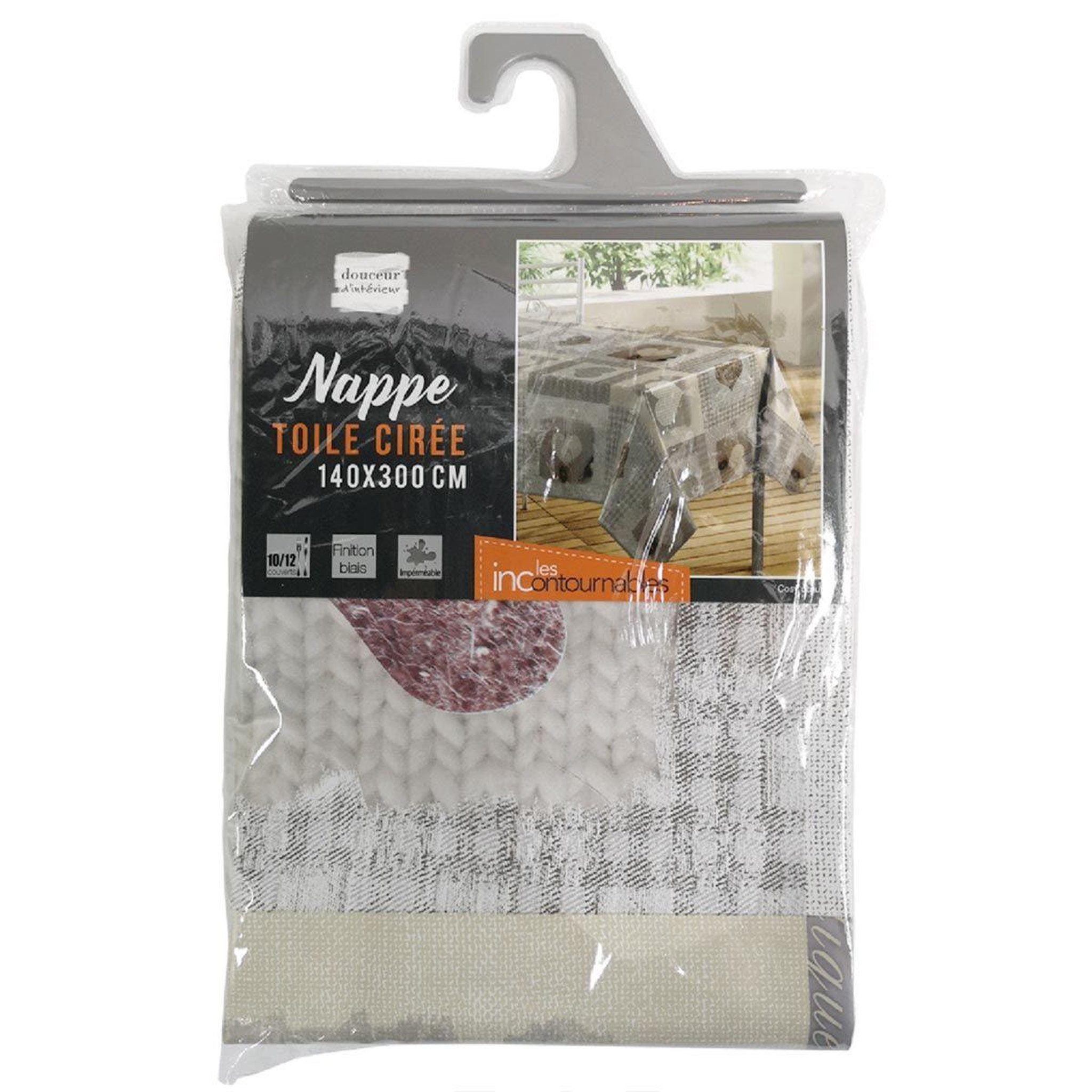 Voir la diapositive 2 : Douceur d'Intérieur Nappe toile cirée  cosy coeur  140x300cm gris