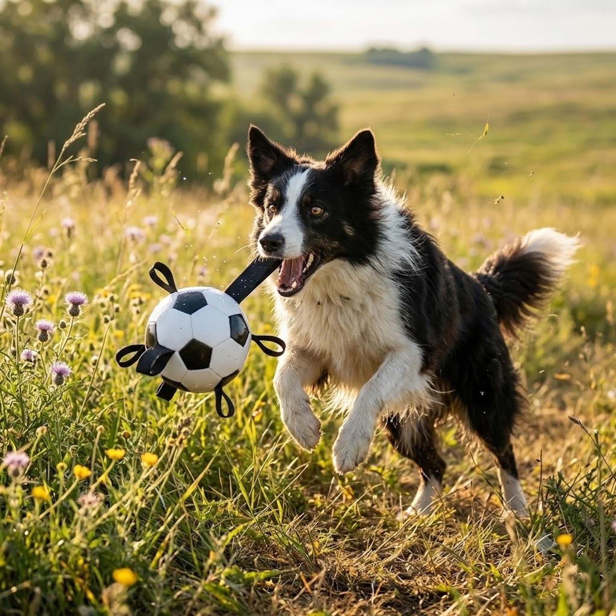 Voir la diapositive 4 : Eden Ballon de football flottant avec rubans pour chien