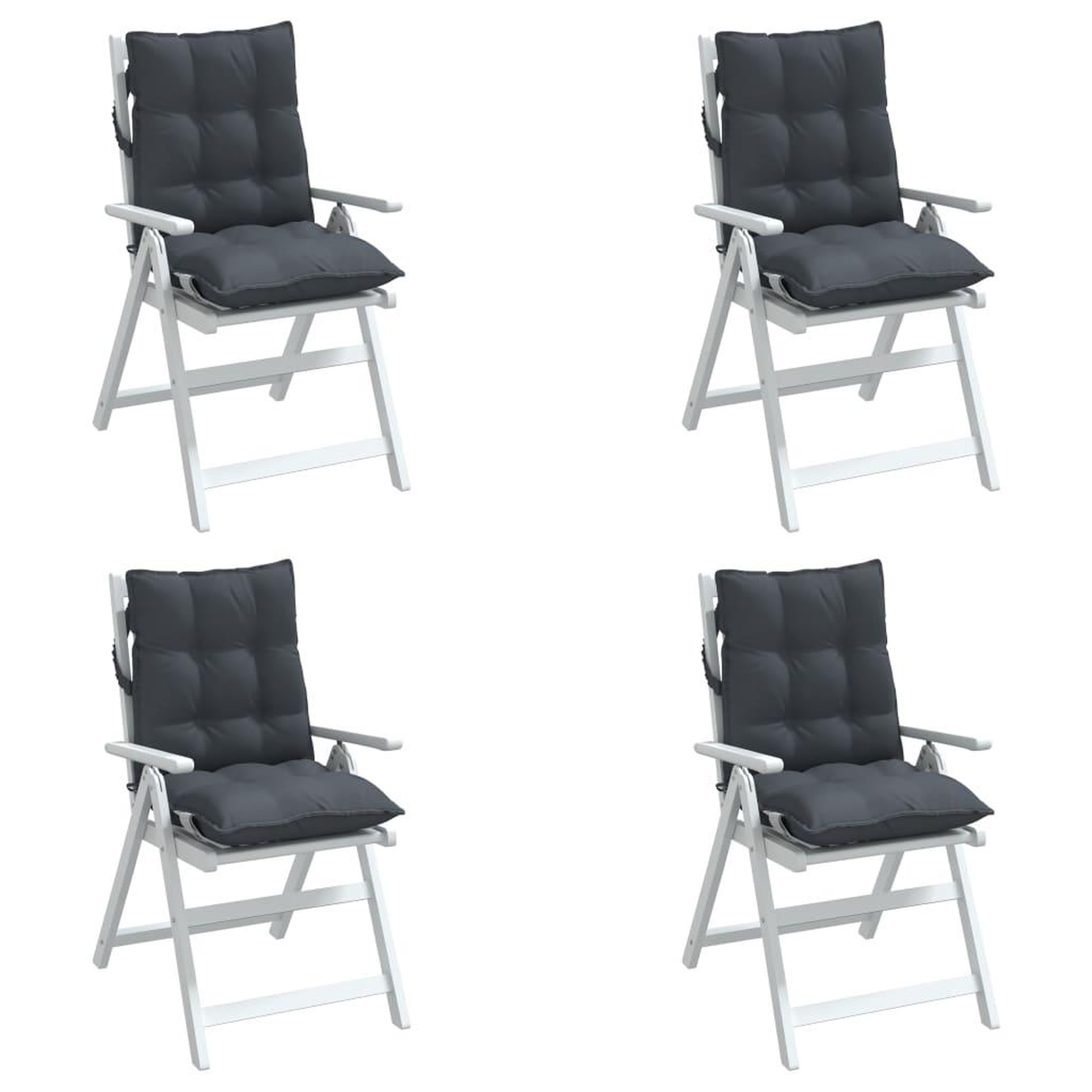 Voir la diapositive 4 : VIDAXL Coussins de chaise a dossier bas lot de 4 anthracite