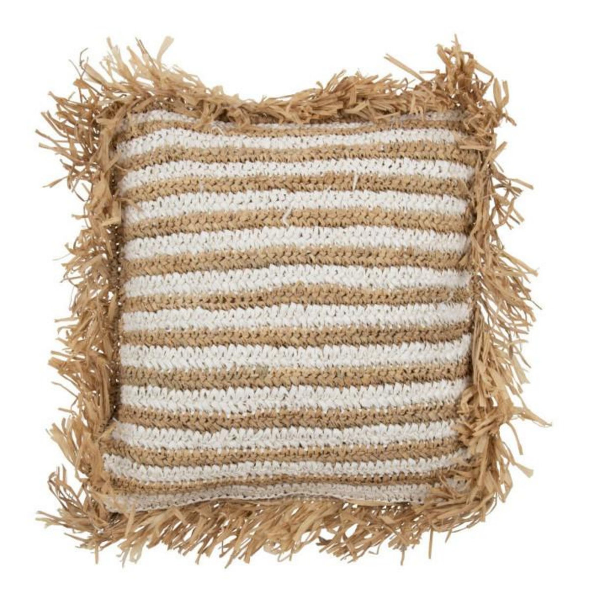 Paris Prix Coussin Déco à Franges  Bali  45x45cm Naturel