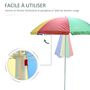 Voir la diapositive 6 : HOMCOM Parasol inclinable rond Ø 160 cm mât démontable métal polyester haute densité multicolore