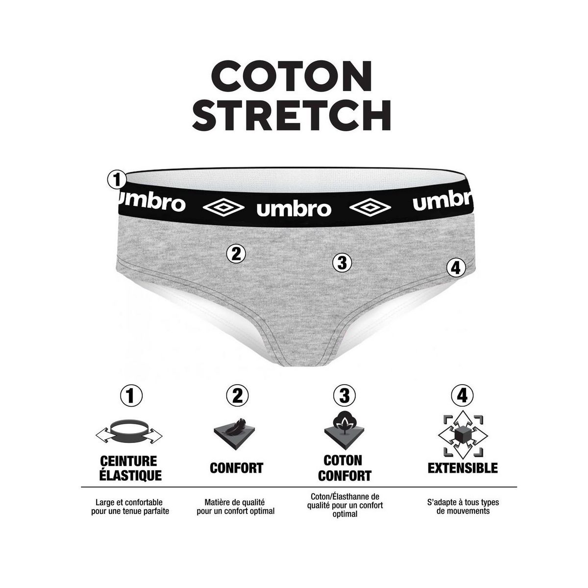UMBRO Lot de 3 Boxers coton femme