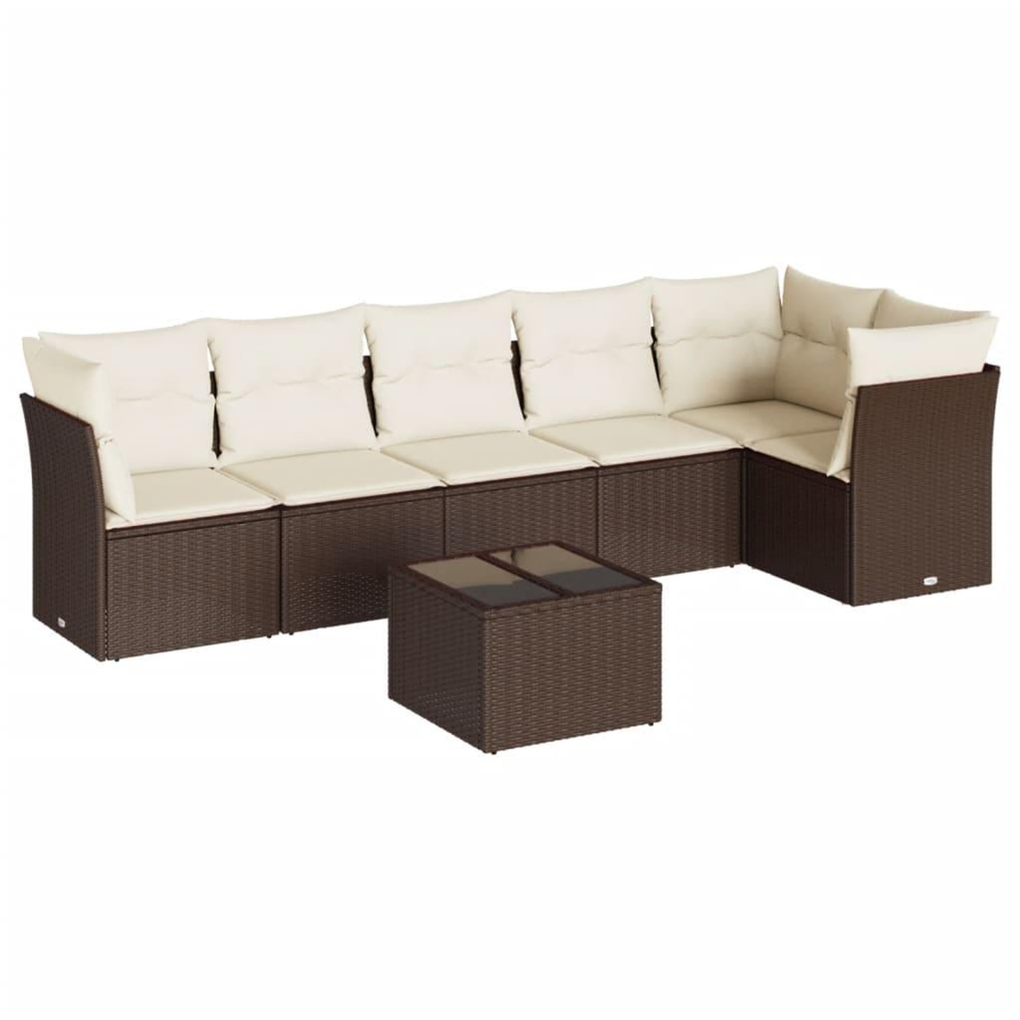 Voir la diapositive 2 : VIDAXL Salon de jardin avec coussins 7 pcs marron resine tressee