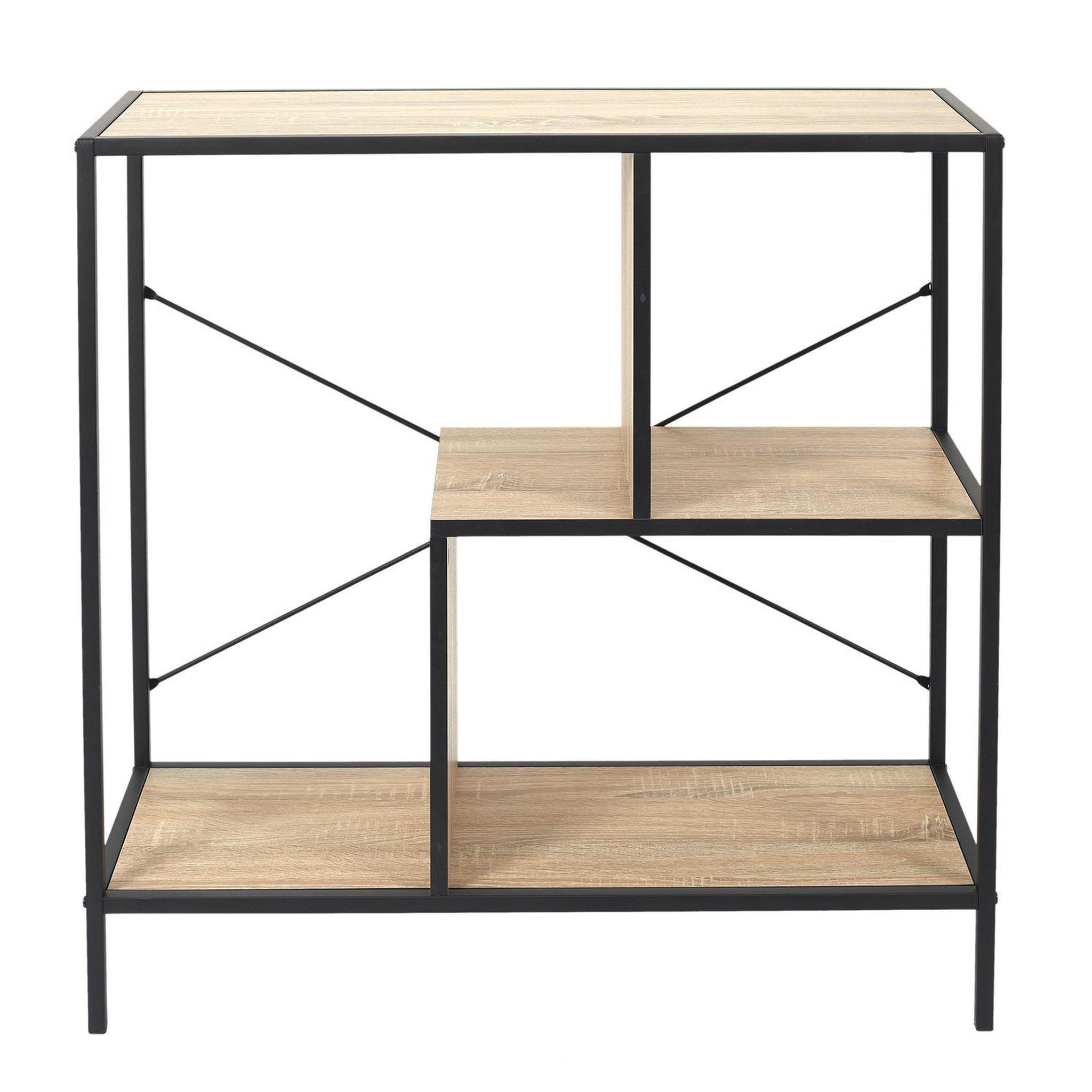 The Home Deco Factory Etagère Edison - H. 79,50 cm - Noir et imitation Bois