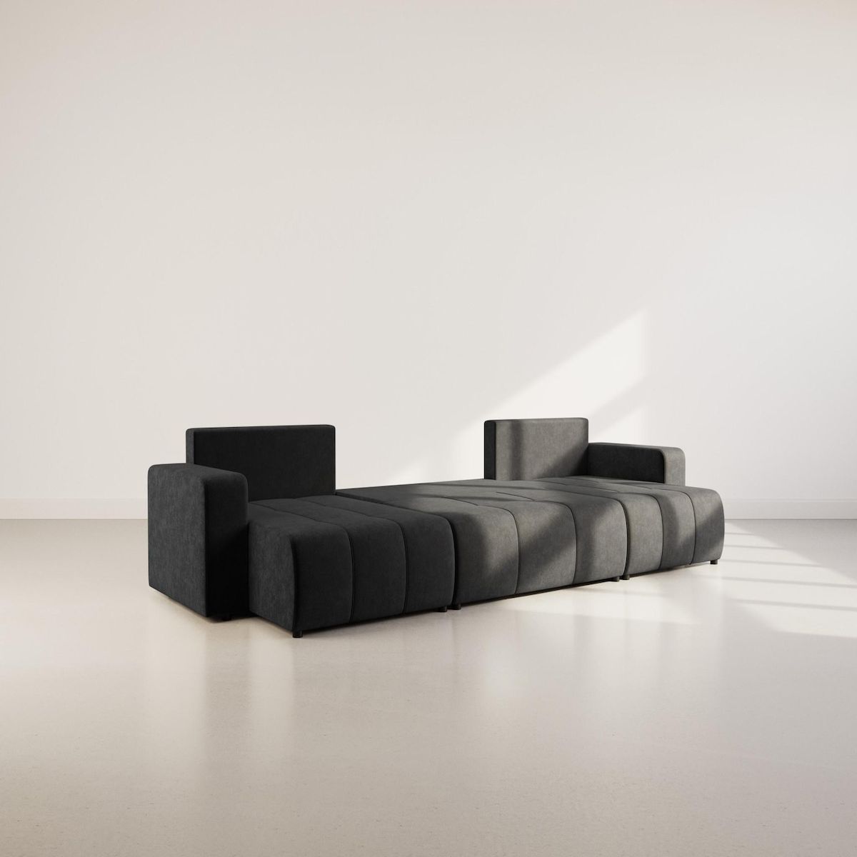 BEST MOBILIER Nicole - canapé panoramique en u 7 places convertible avec coffre en tissu