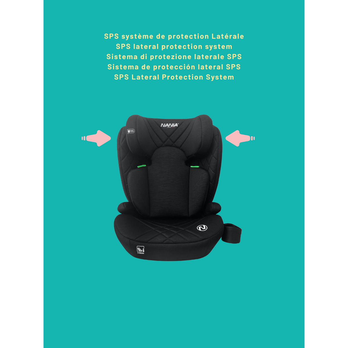 NANIA NANIA Siège Auto enfant Sienna I-size 100-150 cm-env 4-12 ans -Protection Latérale - Appui-tête Réglable- Porte gobelet