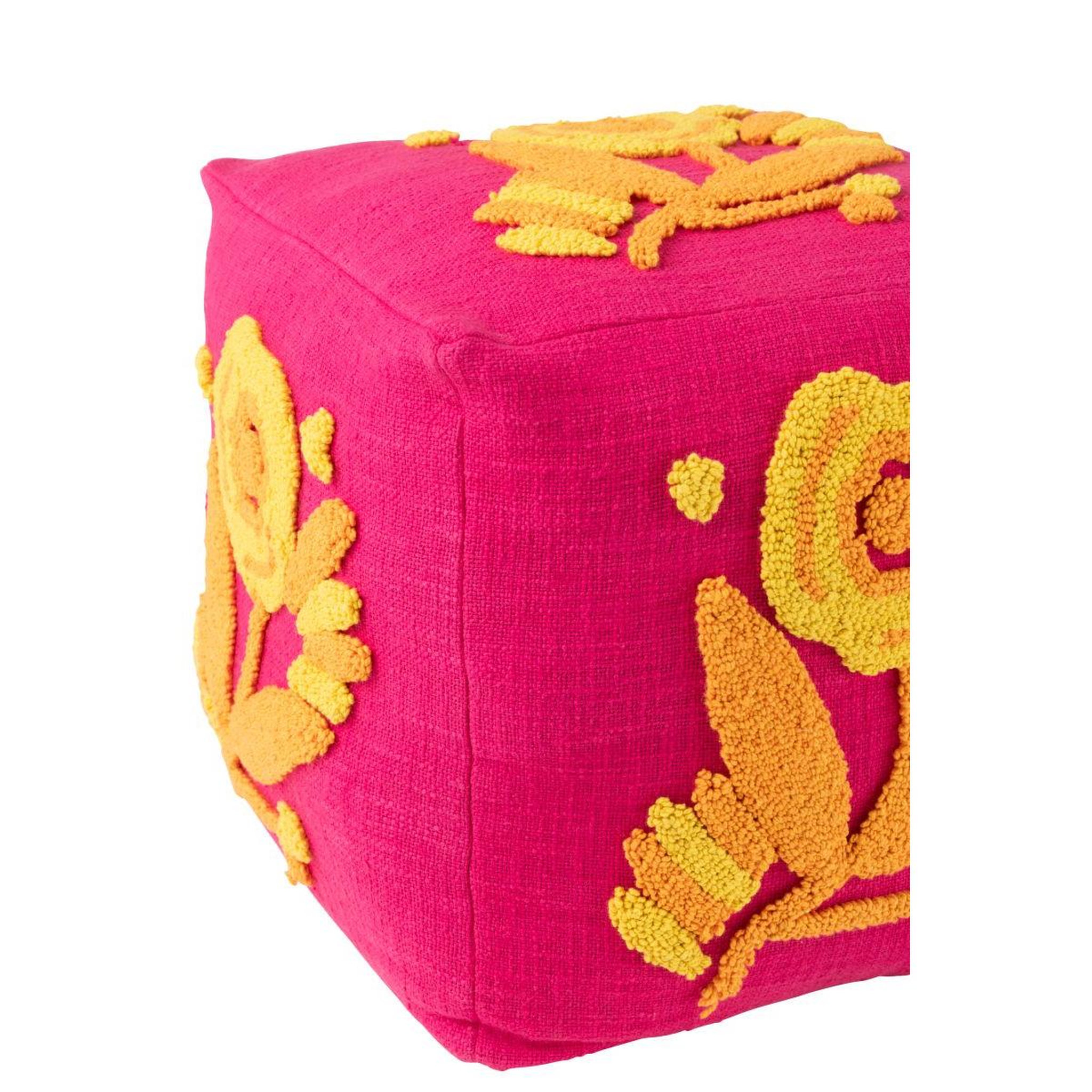 Voir la diapositive 4 : J-LINE Pouf fleur en coton  levi  40cm rose