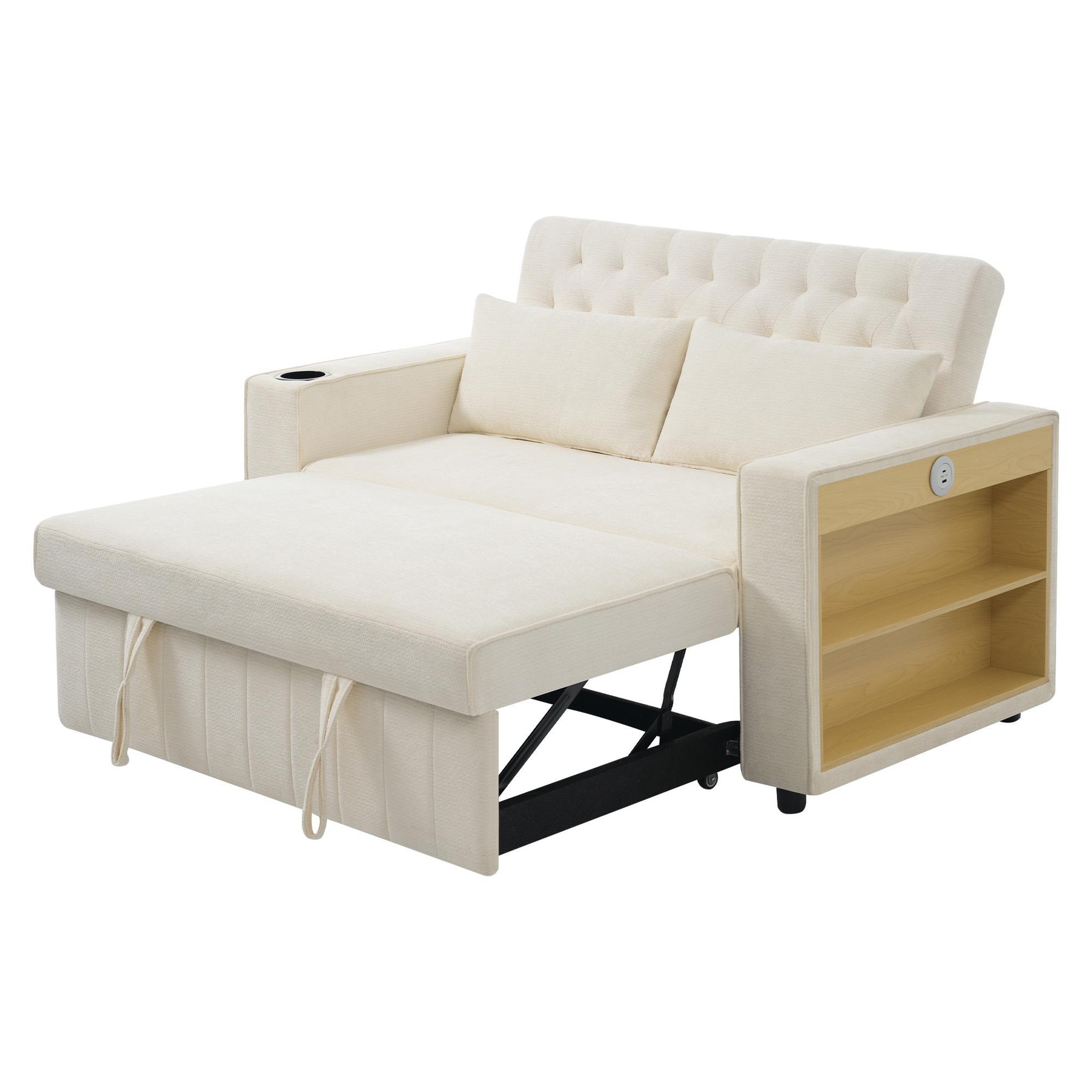 Voir la diapositive 1 : MERAX Canapé droit convertible 2 places tissu