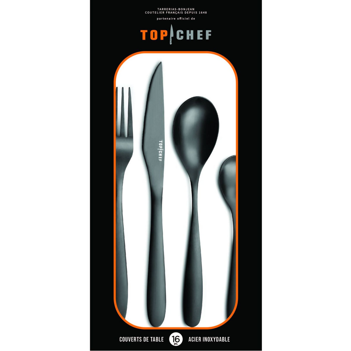TOP CHEF Ménagère noire 16 pcs
