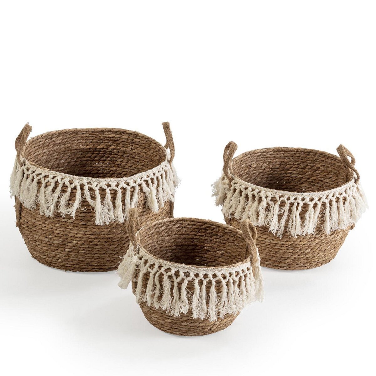 VS VENTA-STOCK Set de 3 paniers Jula fibre naturelle, blanc/naturel