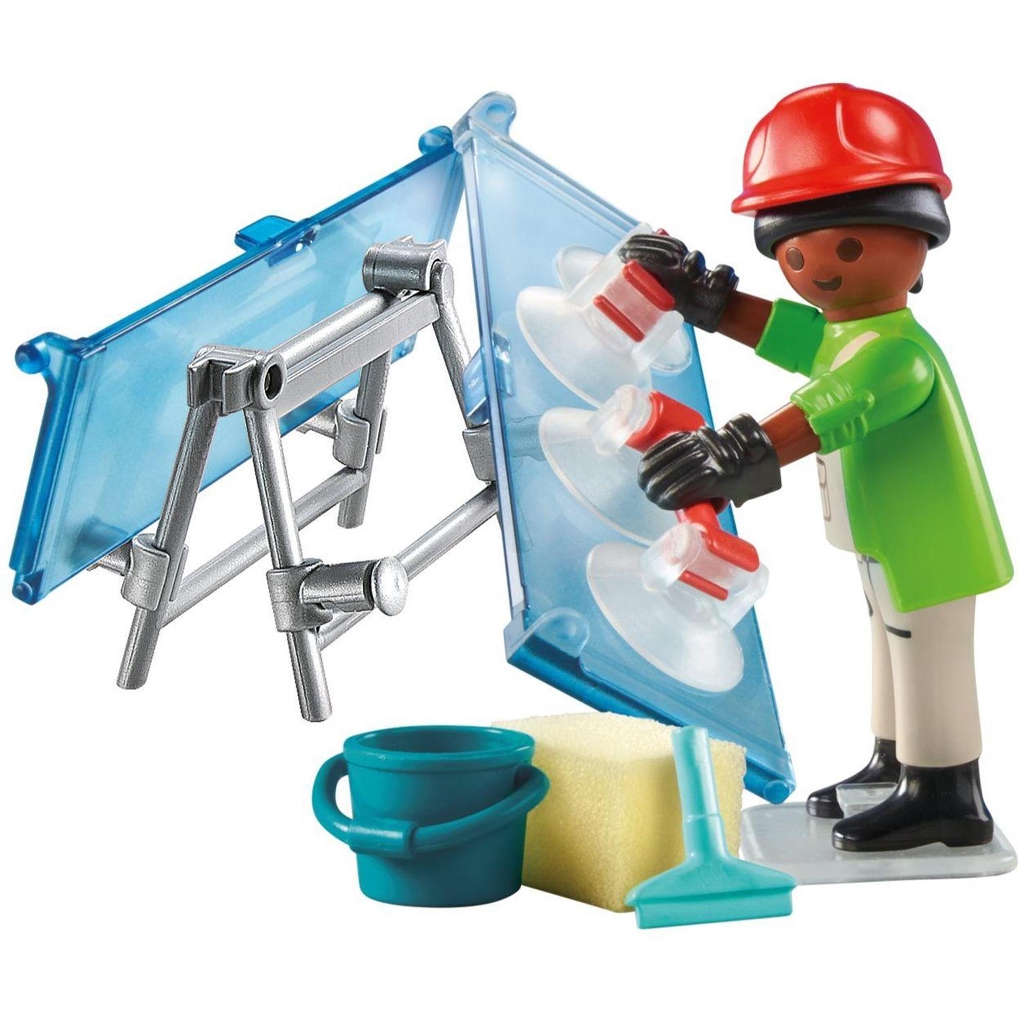 Voir la diapositive 3 : PLAYMOBIL Vitrier avec deux vitres, seau et accessoires