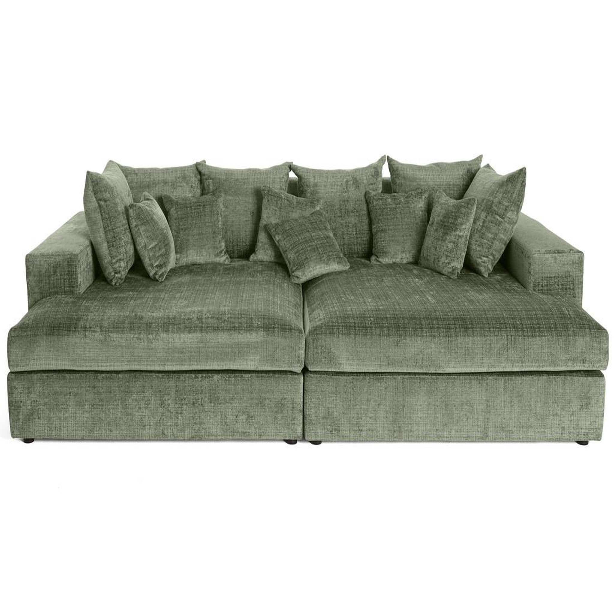Voir la diapositive 1 : BEST MOBILIER Collins - canapé droit 4 places avec double méridienne - assise profonde - en velours texturé