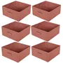TOILINUX Lot de 6 boites de rangement pliables en tissus avec poignée - 30x30x15cm - Rouge Tomette