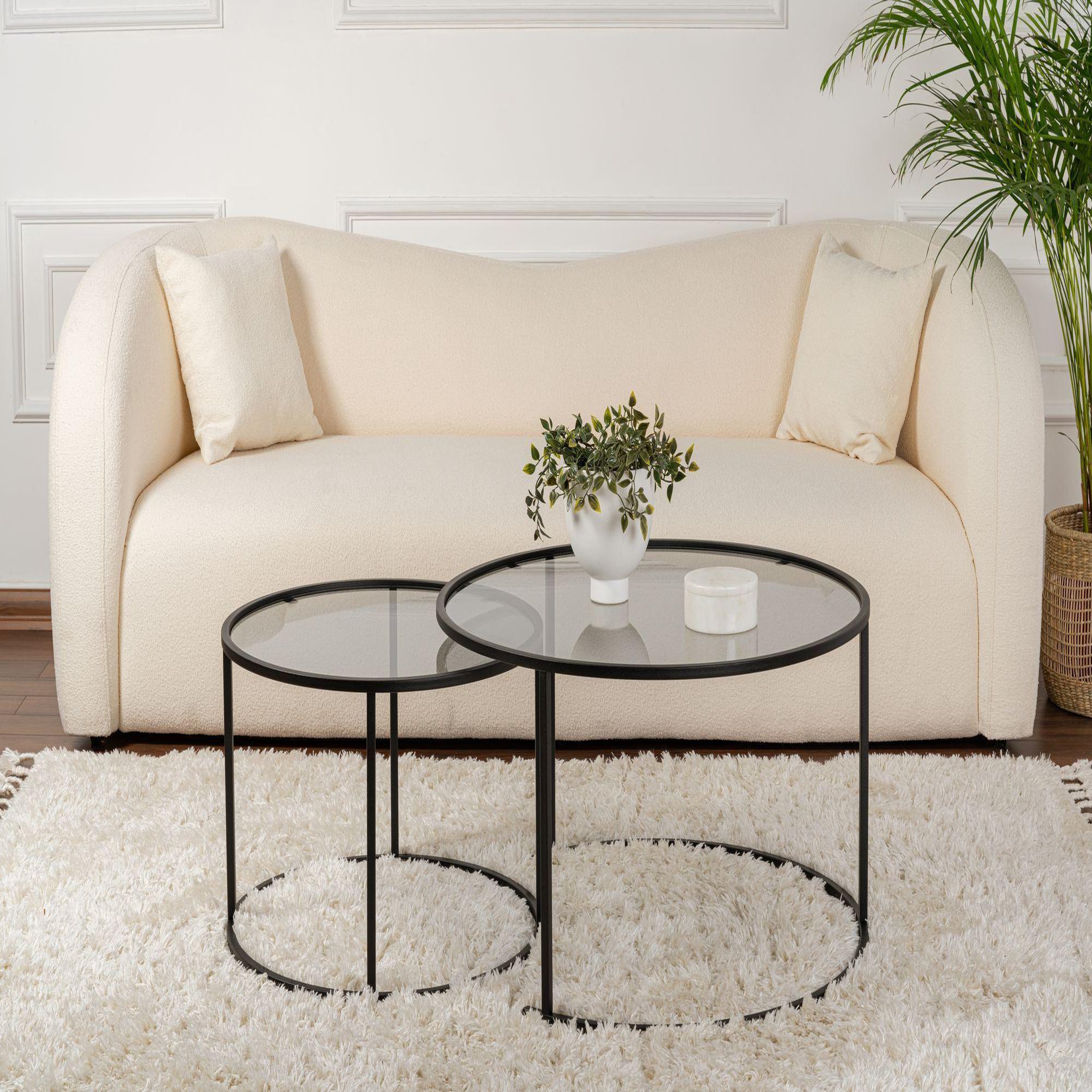 Voir la diapositive 3 : Habitat et Jardin Lot de 2 tables basses en métal  aurum  - 80 x 80 x 43 cm - noir gris