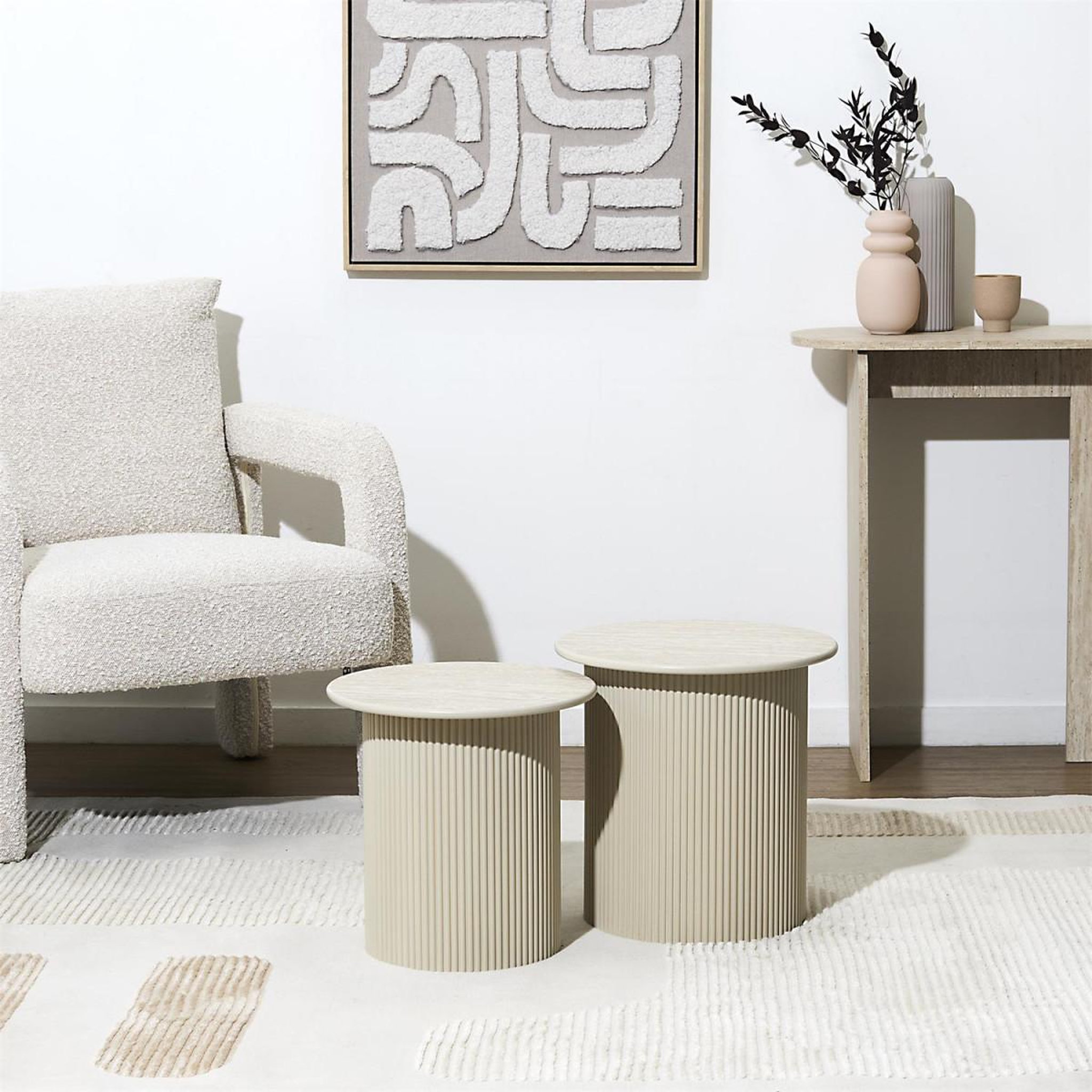 Voir la diapositive 4 : The Home Deco Factory Lot de 2 tables d'appoint  terra nova  38cm beige
