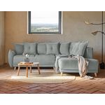 BEST MOBILIER Lena - canapé d'angle droit convertible - 5 places - gris clair - style scandinave - gris clair