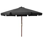 VIDAXL Parasol d'exterieur avec mat en bois 330 cm Anthracite