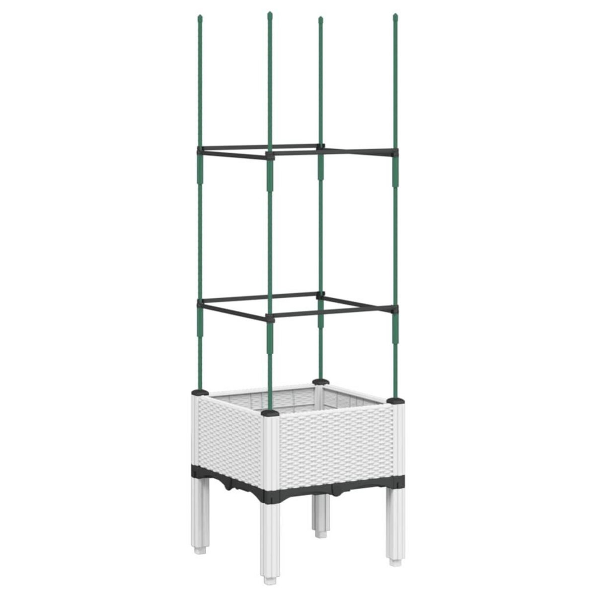 VIDAXL Jardiniere avec treillis blanc 40x40x142,5 cm PP