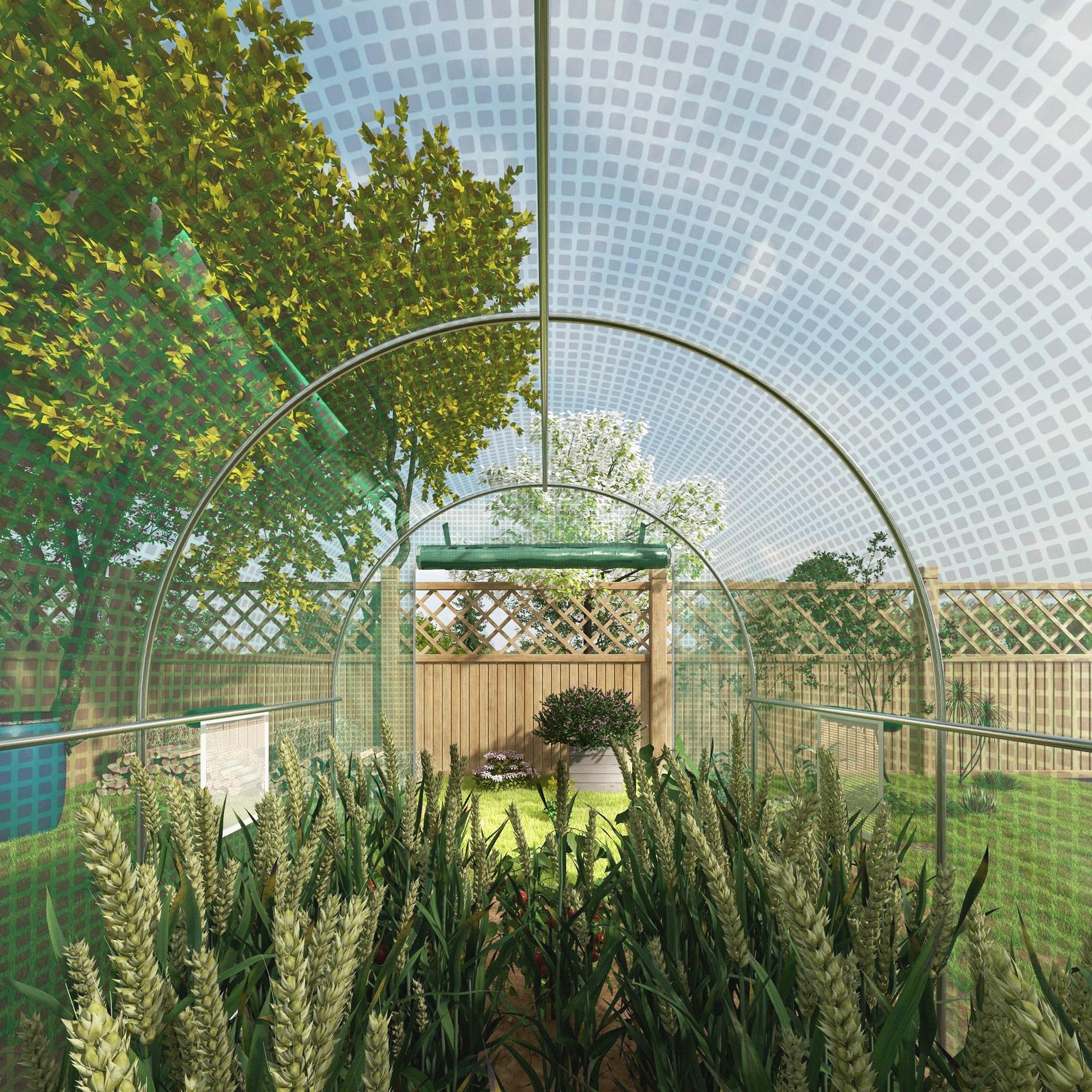 Voir la diapositive 4 : OUTSUNNY Serre de jardin tunnel surface sol 8 m² 4l x 2l x 2,05h m châssis tubulaire renforcé porte zippée 6 fenêtres enroulables vert