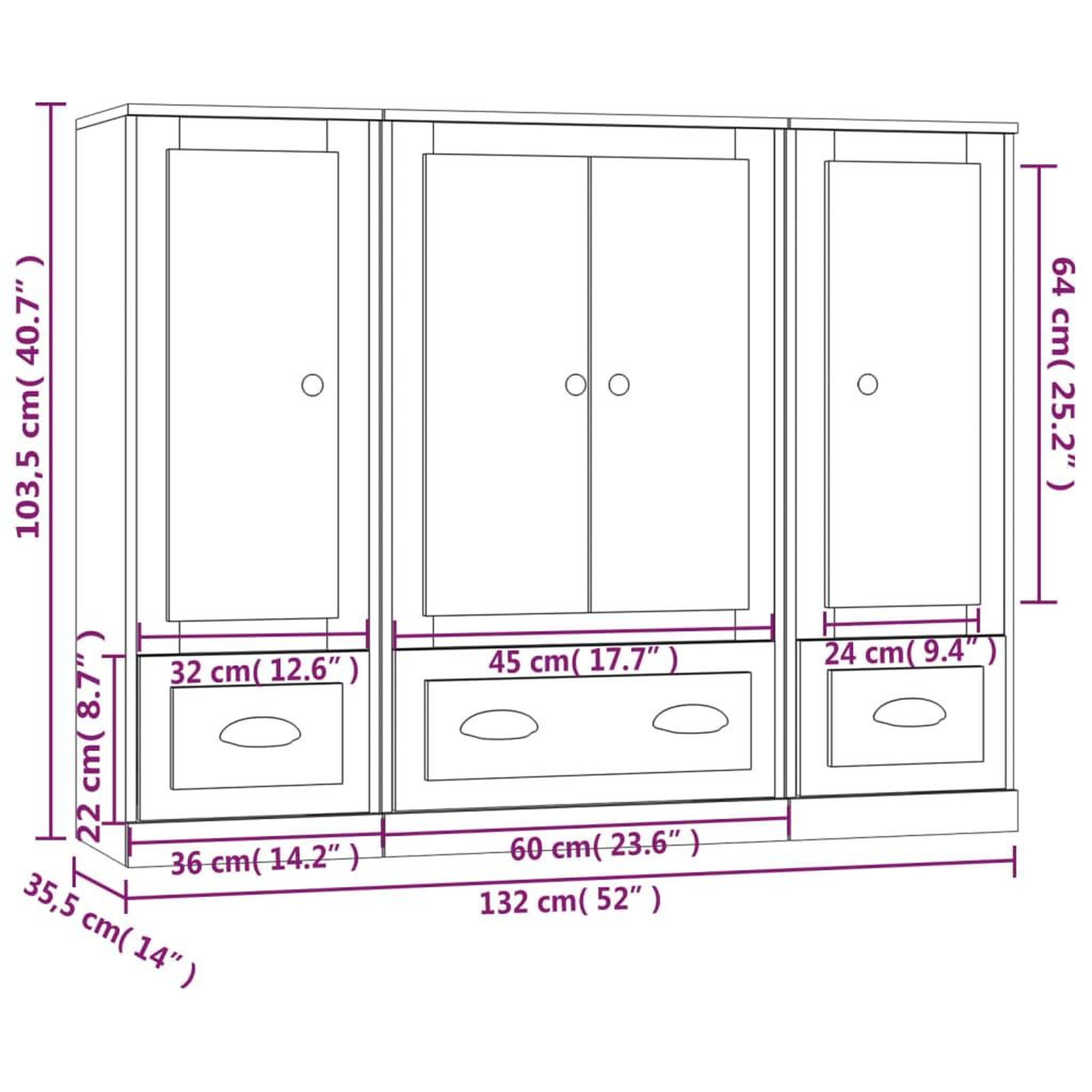 Voir la diapositive 6 : VIDAXL Buffets 3 pcs blanc bois d'ingenierie