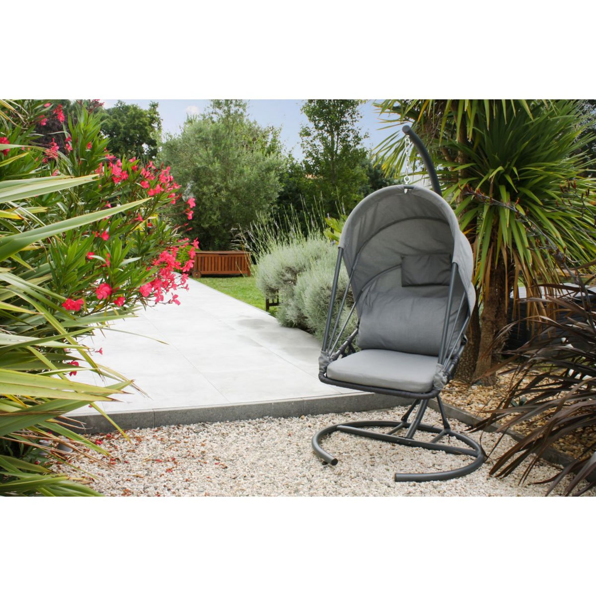 DCB GARDEN Balancelle de jardin - Coussins gris - LACANAU