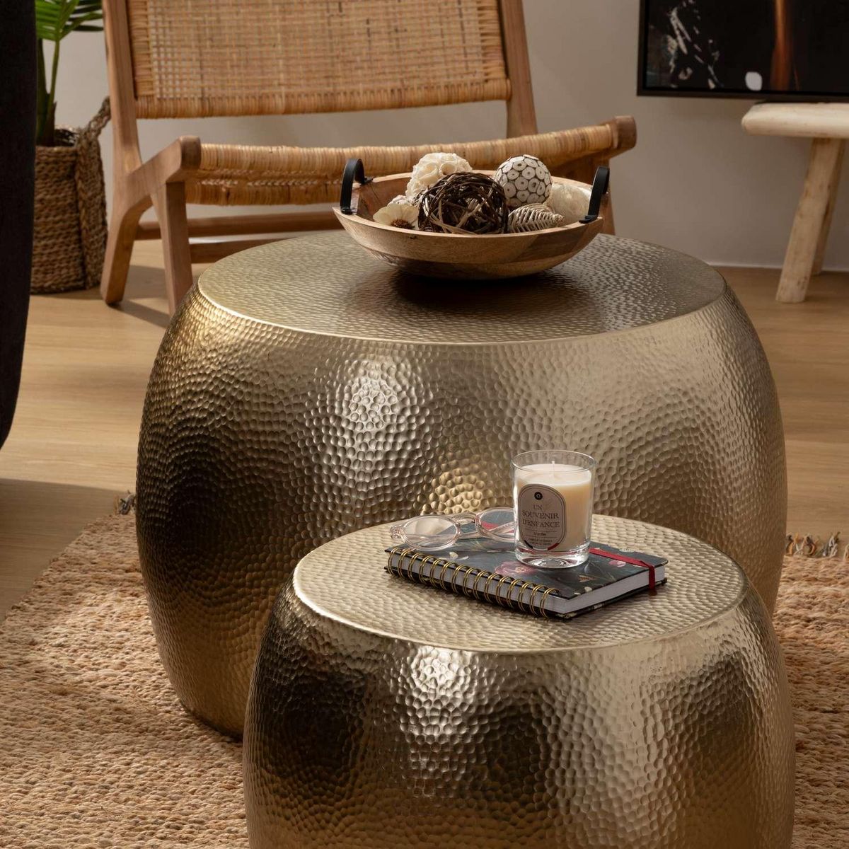 ATMOSPHERA Duo de tables basses en métal ISSAM - Doré