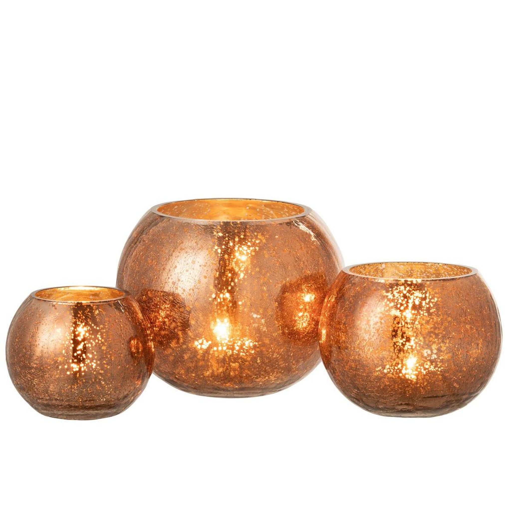 Voir la diapositive 5 : J-LINE Photophore Boule en Verre  Nacré  20cm Marron