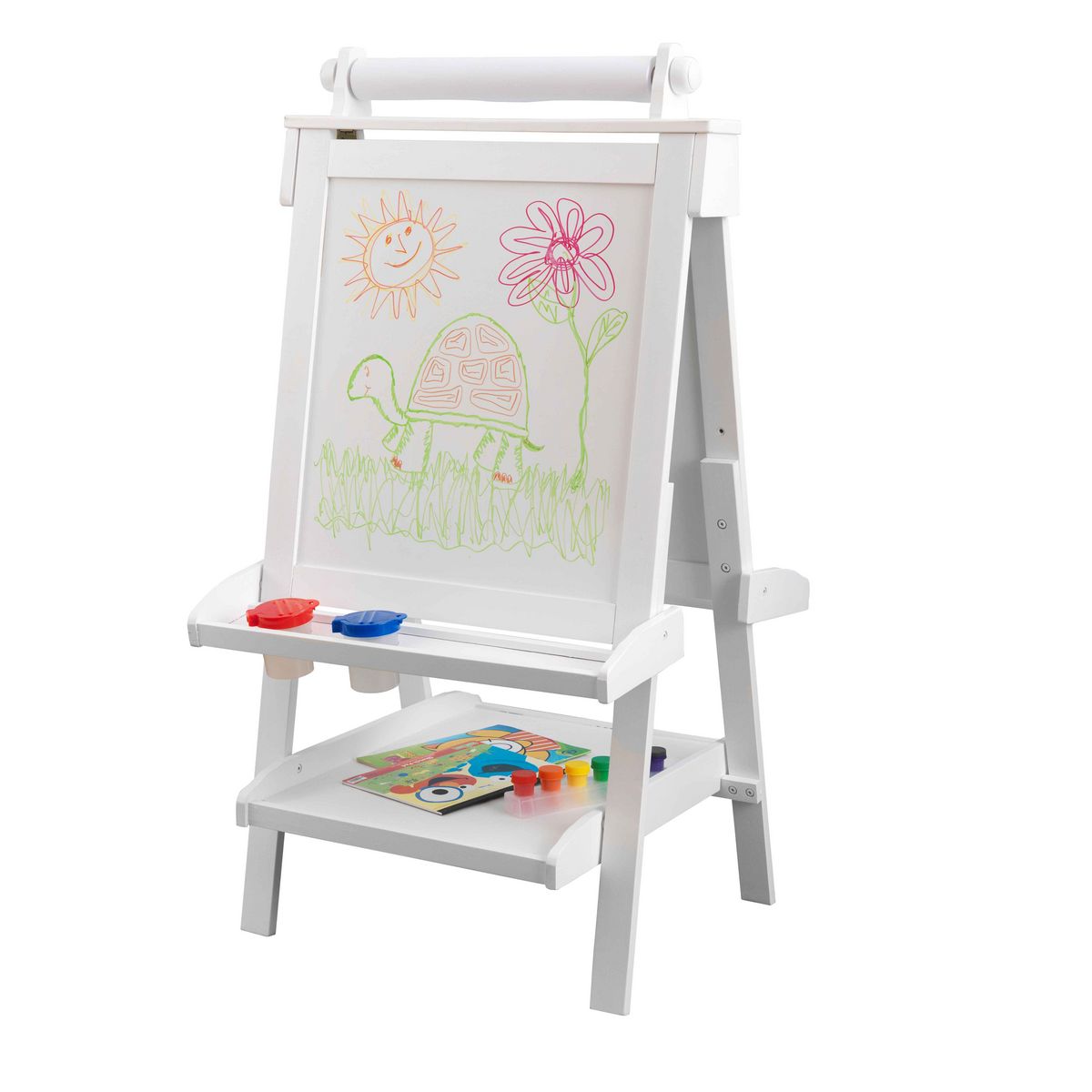 Kidkraft Tableau blanc / noir 2 en 1 sur chevalet + rouleau de papier et accessoires