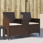 VIDAXL Canape de jardin 2 places avec table et coussins resine tressee
