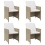 Voir la diapositive 2 : VIDAXL Chaises a manger de jardin et coussins lot de 4 beige rotin
