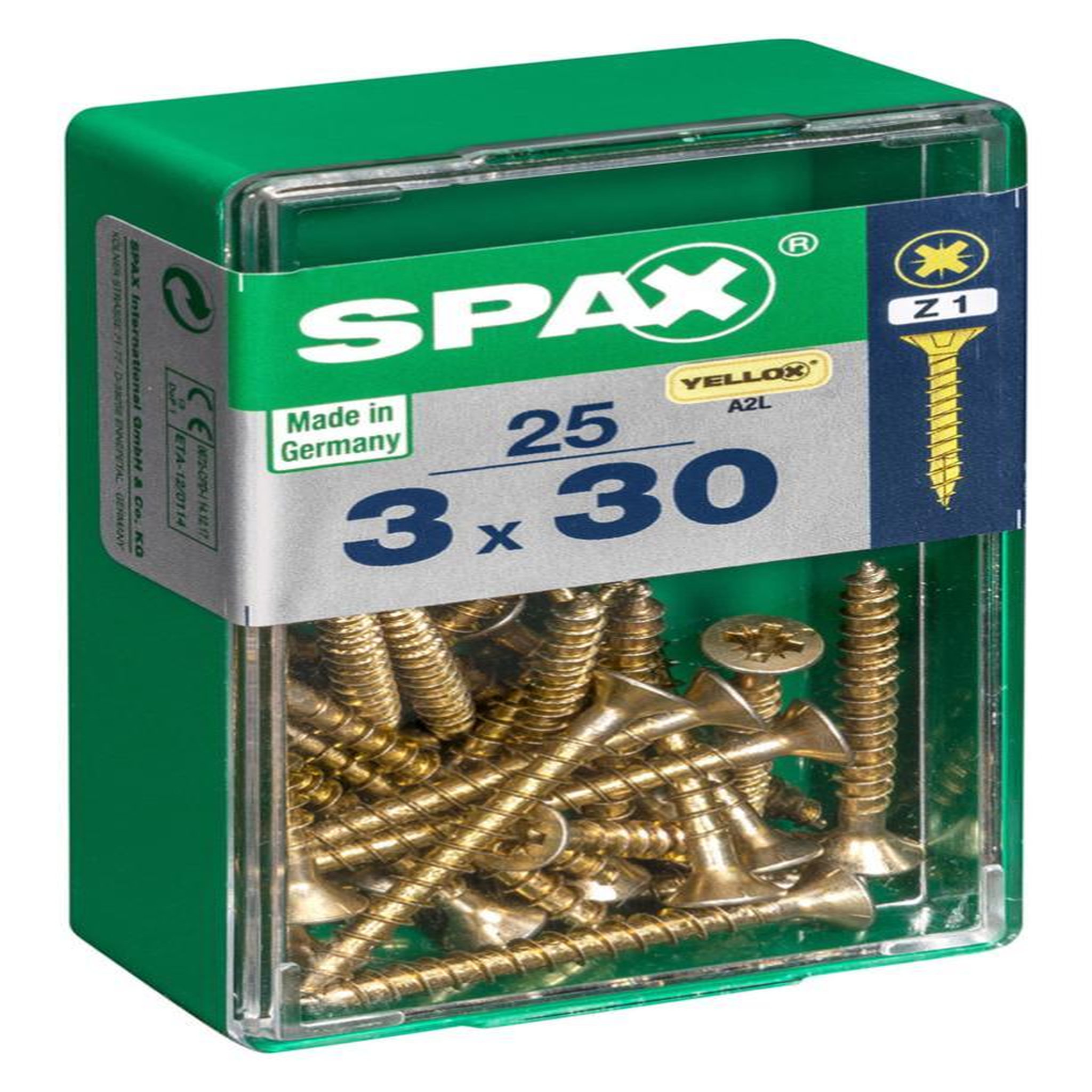 CENTRALE BRICO Lot de 25 vis acier tête fraisée pozidriv SPAX, Diam.3 mm x L.30 mm