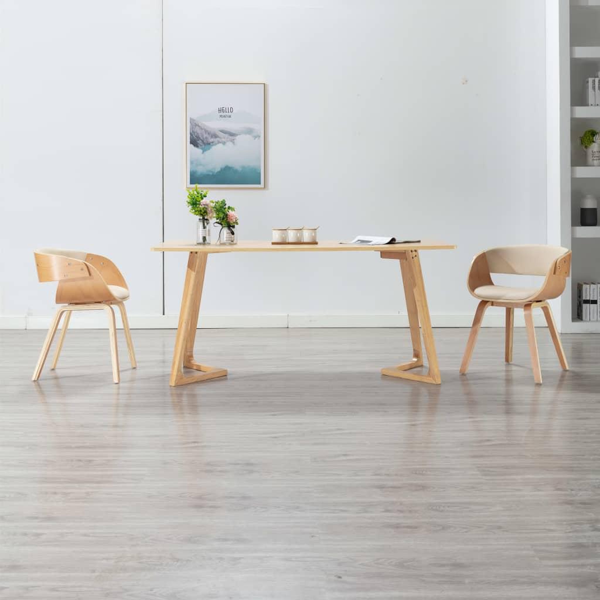Voir la diapositive 1 : VIDAXL Chaises a manger lot de 2 creme bois courbe et similicuir