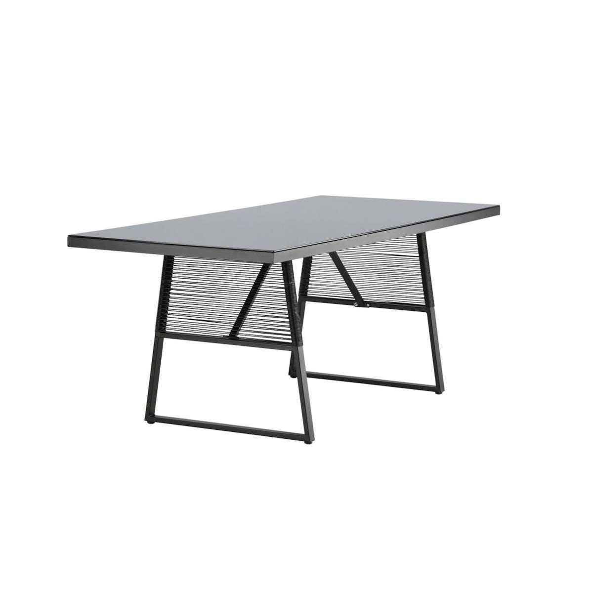 Paris Prix Table de Jardin en Verre  Dallas  193cm Noir