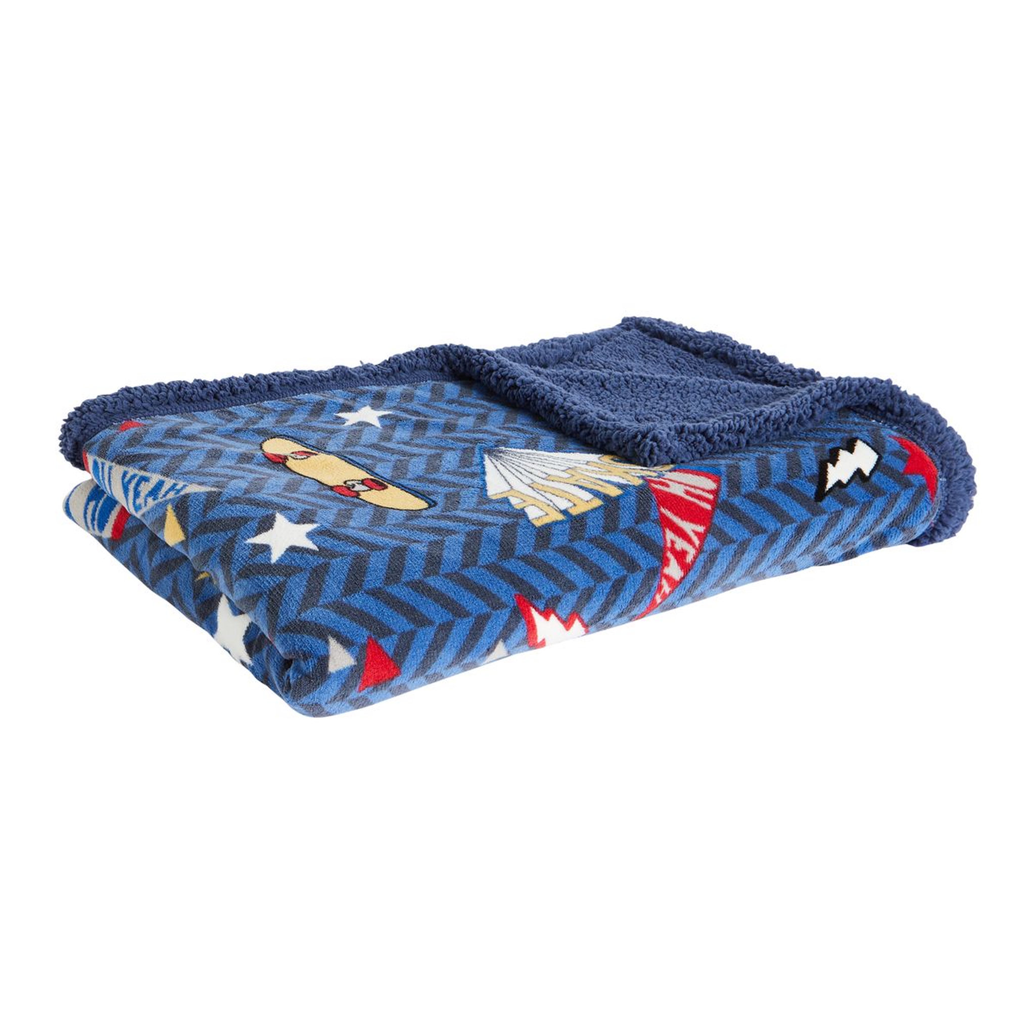 Voir la diapositive 1 : ACTUEL Plaid enfant fantaisie en flanelle sherpa SKATE
