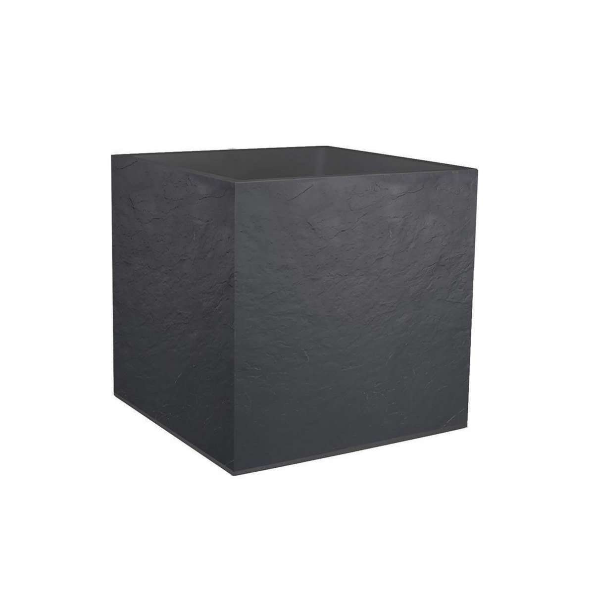 Eda Jardinière carrée Volcania effet pierre 49,5 x 49,5 x 49,5 cm - 57 L - Gris anthracite - Eda