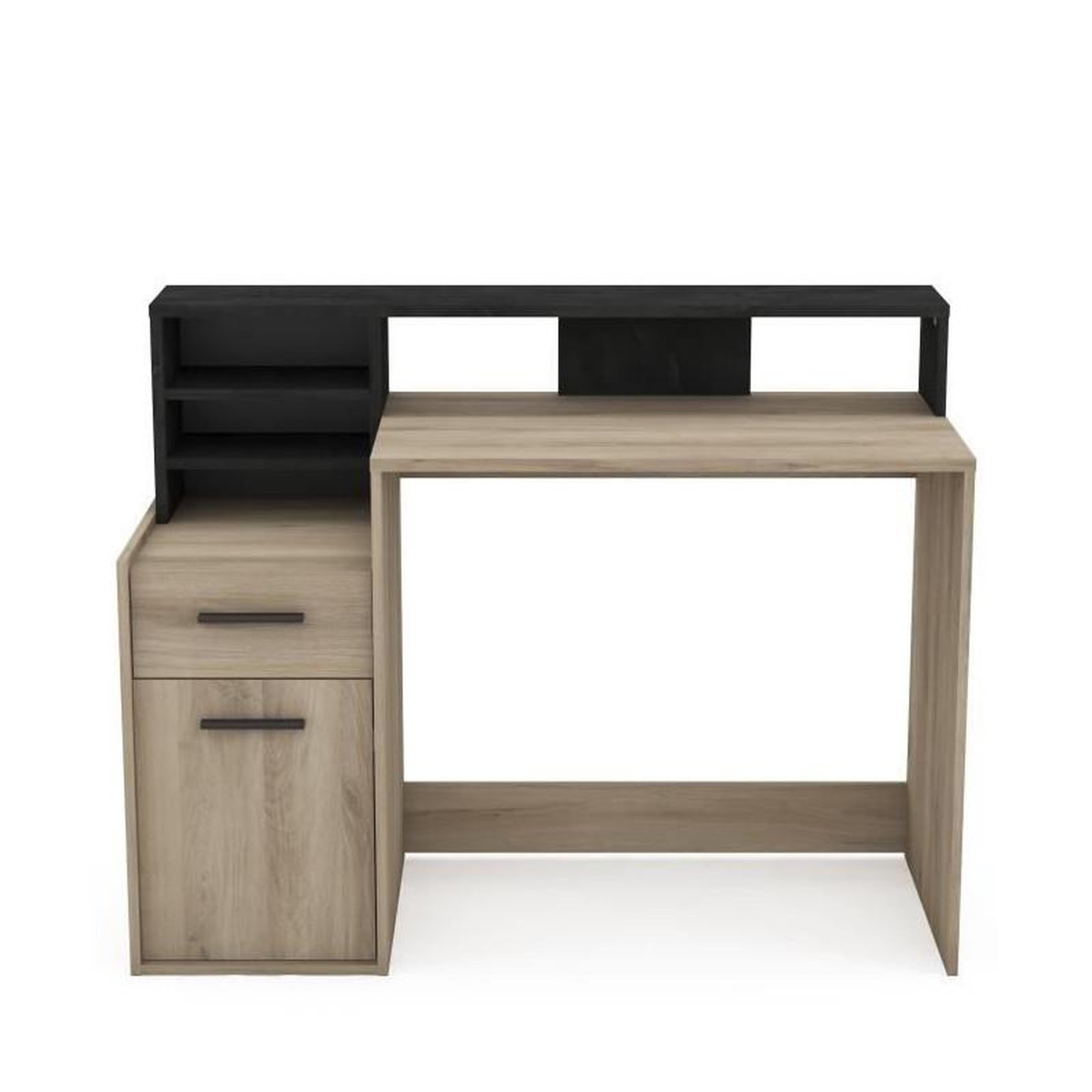 Voir la diapositive 3 : Demeyere Bureau avec rangements - DELPHI - Chene/noir - L126,2 x P59.8 x H93.5cm - DEMEYERE