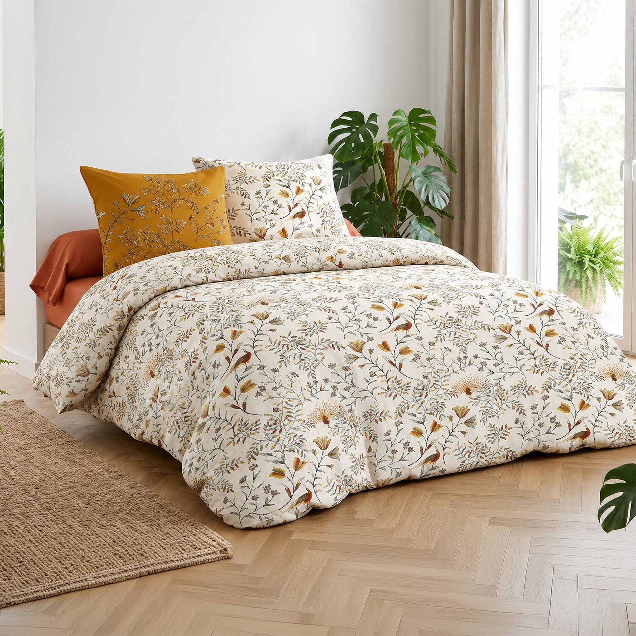 Voir la diapositive 2 : ATELIER DU COTON Parure Housse De Couette 100% Coton 57fils Demil