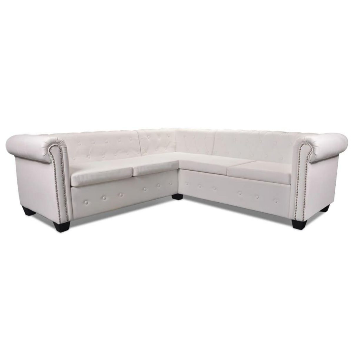VIDAXL Canape d'angle Chesterfield 5 plc Cuir artificiel Blanc