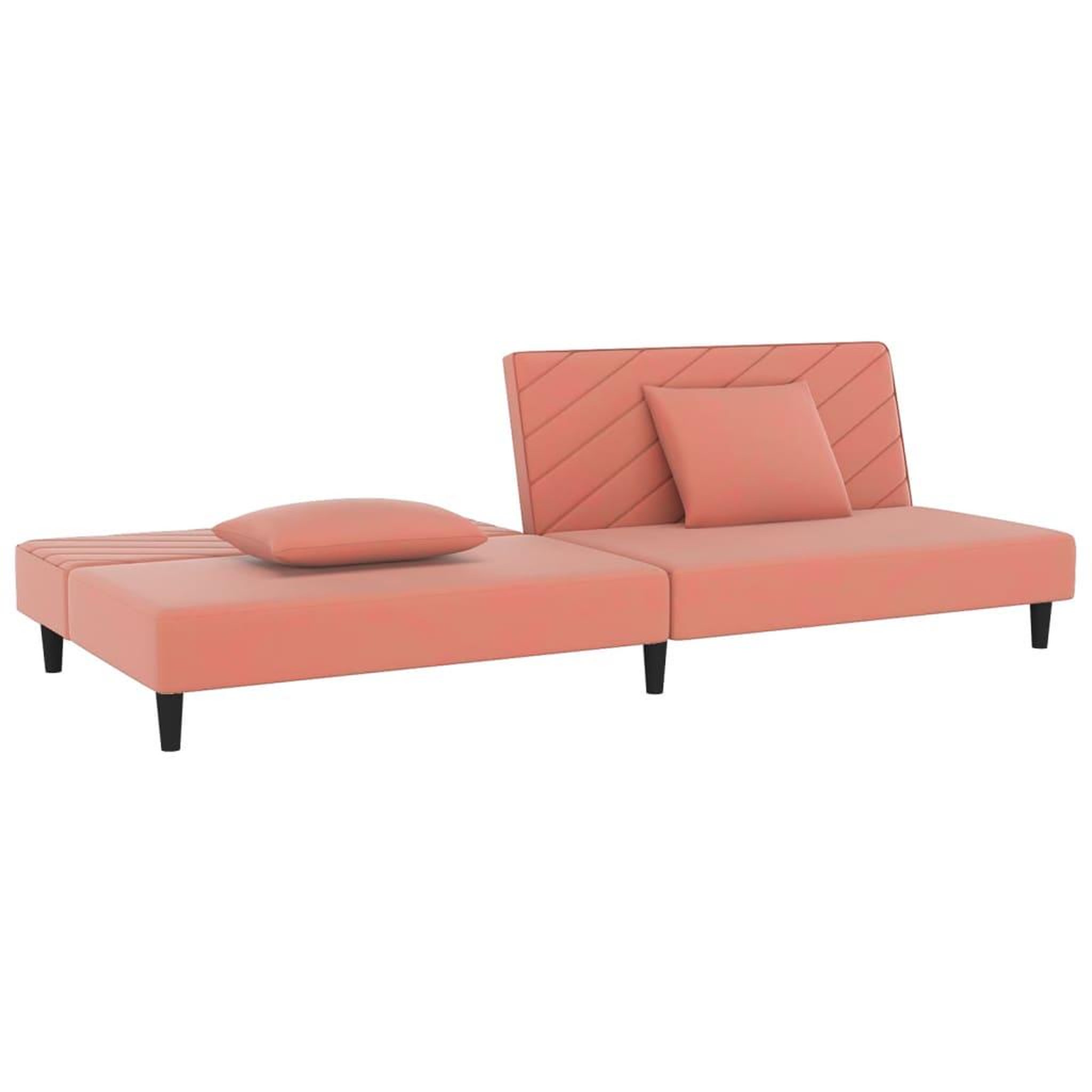 Voir la diapositive 4 : VIDAXL Canape-lit a 2 places avec deux oreillers Rose Velours