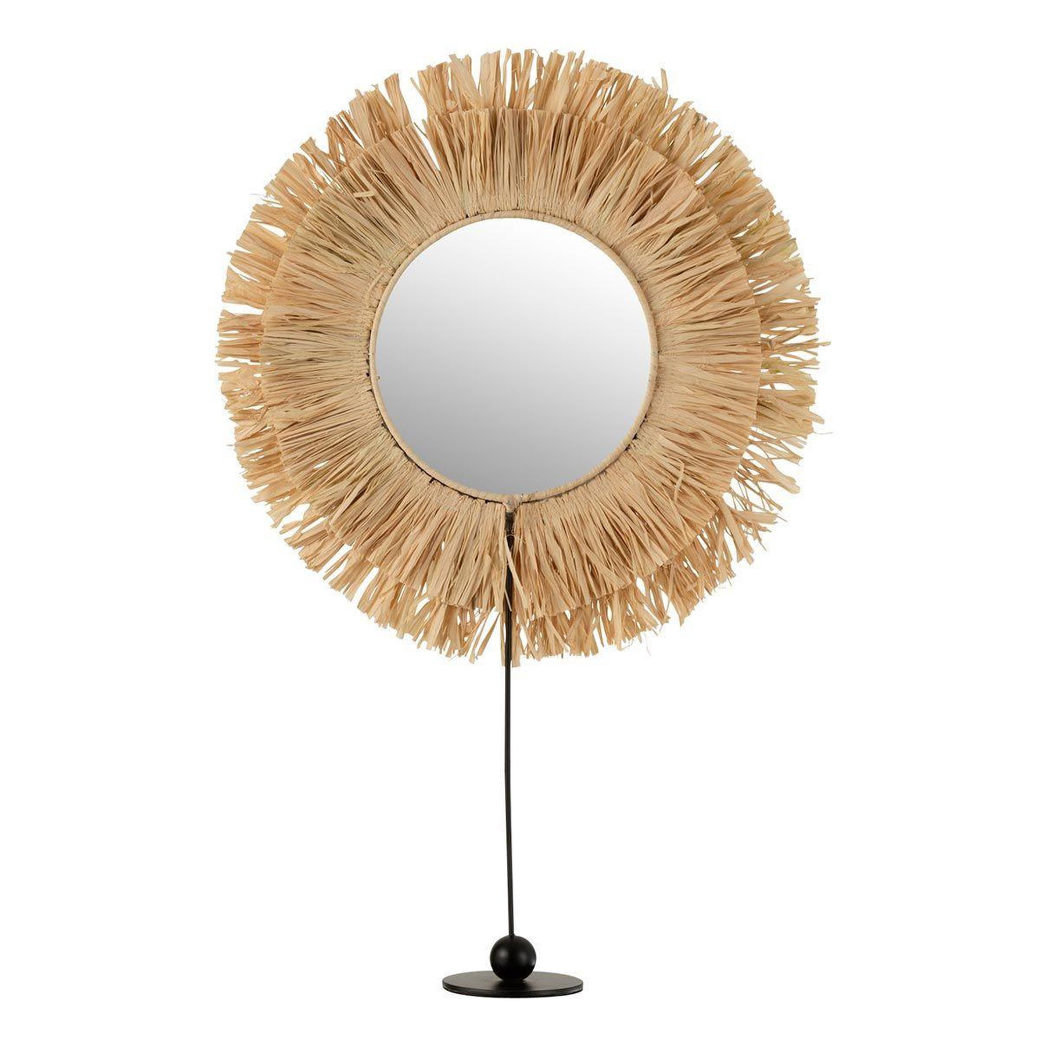 J-LINE Miroir sur Pied en Rotin Déco  Raphia  51cm Naturel